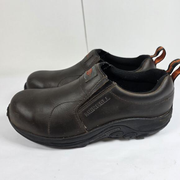 Merrell Jungle Moc Mens Size 10.5M Brown Leather Composite Toe Safety Work Shoes